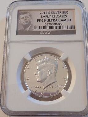 2014 S Silver 50C PF69 Ultra Cameo JFK Half Dollar - Silver 90%